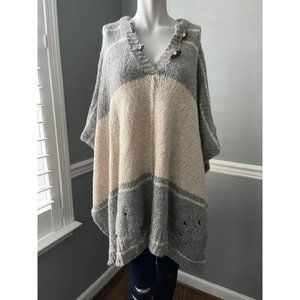 RAQUEL ALLEGRA Striped Alpaca Poncho Sweater